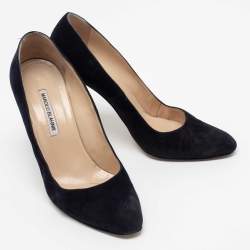 Pre Owned Manolo Blahnik Dark Blue Suede BB Pumps Size 40.5