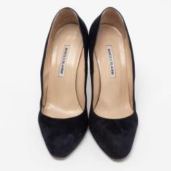 Pre Owned Manolo Blahnik Dark Blue Suede BB Pumps Size 40.5