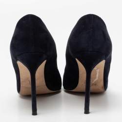 Pre Owned Manolo Blahnik Dark Blue Suede BB Pumps Size 40.5