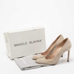 Pre Owned Manolo Blahnik Light Beige Suede BB Pumps Size 40.5