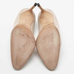 Pre Owned Manolo Blahnik Light Beige Suede BB Pumps Size 40.5