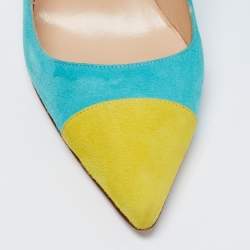 Pre Owned Manolo Blahnik Blue/Green Suede  Bipunta Pointed Toe Pumps Size 38