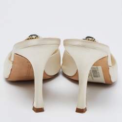 Pre Owned حذاء مولز مالون سولييه ساتان أوف وايت مرصع يوفراسيا مقاس 36.5