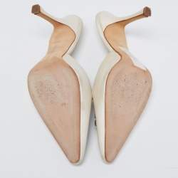 Pre Owned حذاء مولز مالون سولييه ساتان أوف وايت مرصع يوفراسيا مقاس 36.5