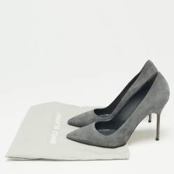 Pre Owned Manolo Blahnik Grey Suede Pointed Toe Pumps Size 36