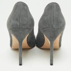 Pre Owned Manolo Blahnik Grey Suede Pointed Toe Pumps Size 36