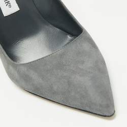 Pre Owned Manolo Blahnik Grey Suede Pointed Toe Pumps Size 36