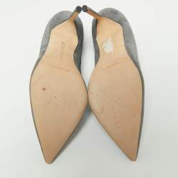 Pre Owned Manolo Blahnik Grey Suede Pointed Toe Pumps Size 36