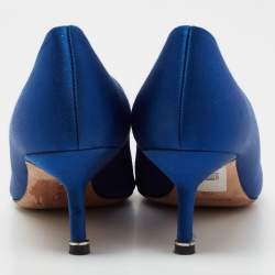 مملوكة مسبقًا حذاء كعب عالي مانولو بلانيك هانغيسي ساتان أزرق رويال مقاس 38