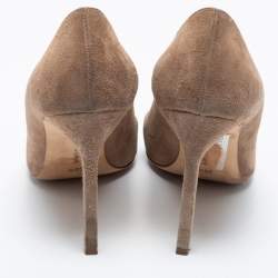 Pre Owned Manolo Blahnik Light Brown/Blue Suede Bipunta Pointed Toe Pumps Size 36.5