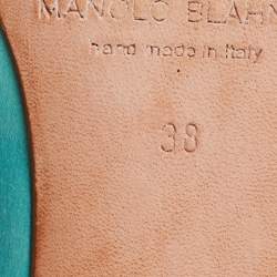 Pre Owned حذاء فلات مانولو بلانيك هانغيسي ساتان أزرق فاتح مقاس 38