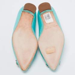 Pre Owned حذاء فلات مانولو بلانيك هانغيسي ساتان أزرق فاتح مقاس 38