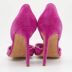 Pre Owned Manolo Blahnik Pink Laser Cut Suede Tayler Pointed Toe Pumps Size 39