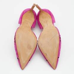 Pre Owned Manolo Blahnik Pink Laser Cut Suede Tayler Pointed Toe Pumps Size 39