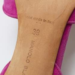 Pre Owned Manolo Blahnik Pink Laser Cut Suede Tayler Pointed Toe Pumps Size 39