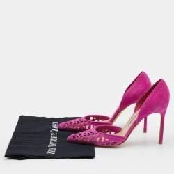 Pre Owned Manolo Blahnik Pink Laser Cut Suede Tayler Pointed Toe Pumps Size 39