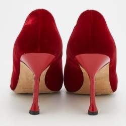 Pre Owned حذاء كعب عالي مانولو بلانيك يورفاسيا قطيفة أحمر مقدمة مدببة مقاس 38