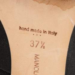 مملوكة مسبقًا حذاء كعب عالي مانولو بلانيك هانغيسي ساتان أسود مقاس 37.5