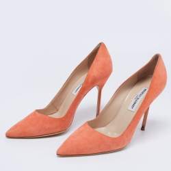 Pre Owned Manolo Blahnik Orange Suede BB Pumps Size 40