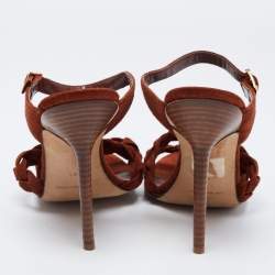 Pre Owned Manolo Blahnik Brown Braided Suede Open-Toe Sandals Size 41