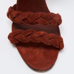 Pre Owned Manolo Blahnik Brown Braided Suede Open-Toe Sandals Size 41