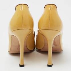 Pre Owned Manolo Blahnik Yellow Patent  Leather Camparinew Pumps Size 38.5