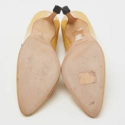 Pre Owned Manolo Blahnik Yellow Patent  Leather Camparinew Pumps Size 38.5