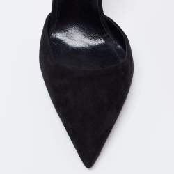 Pre Owned Manolo Blahnik Black Suede Strappy Ankle Cuff Pointed Toe Pumps Size 41