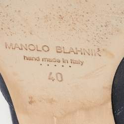 Manolo Blahnik Dark Grey Satin Hangisi Mule Sandals Size 40