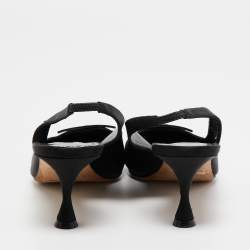 مملوكة مسبقًا Manolo Blahnik Black Satin Pointed Toe Slingback Pumps Size 38