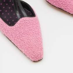 Pre Owned Manolo Blahnik Pink/Black Tweed and Leather Pointed Toe Pumps Size 41