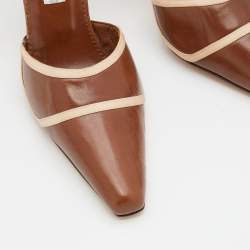 مملوكة مسبقًا Manolo Blahnik Brown Leather Pointed Toe Slingback Pumps Size 40.5
