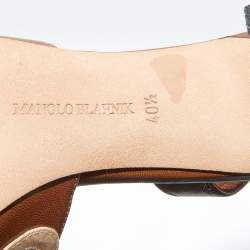 مملوكة مسبقًا Manolo Blahnik Brown Leather Pointed Toe Slingback Pumps Size 40.5