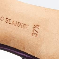 Pre Owned Manolo Blahnik Purple Leather Pointed Toe Slingback Pumps Size 37.5