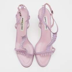 Pre Owned Manolo Blahnik Lilac Leather Tigrata Slingback Sandals Size 41