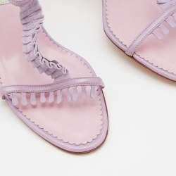 Pre Owned Manolo Blahnik Lilac Leather Tigrata Slingback Sandals Size 41