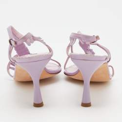 Pre Owned Manolo Blahnik Lilac Leather Tigrata Slingback Sandals Size 41