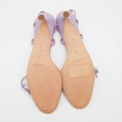 Pre Owned Manolo Blahnik Lilac Leather Tigrata Slingback Sandals Size 41