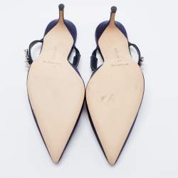 Manolo Blahnik Blue Satin Lurum Sandals Size 41