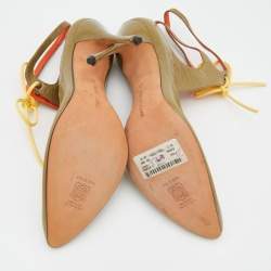 Manolo Blahnik Olive Green Leather Cut Out Lace Up Pumps Size 41