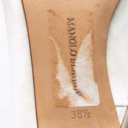 Pre Owned Manolo Blahnik White Satin Hangisi Pumps Size 38.5