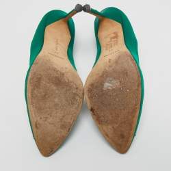 Manolo Blahnik Green Satin Hangisi Pumps Size 41