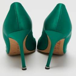 Manolo Blahnik Green Satin Hangisi Pumps Size 41