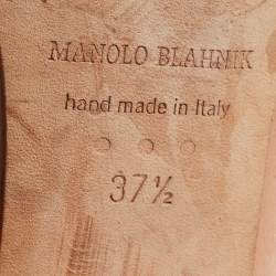 Pre Owned Manolo Blahnik Beige Satin Hangisi Flats Ballet Size 37.5