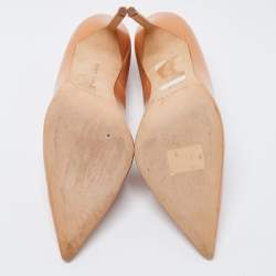 Pre Owned Manolo Blahnik Tan Leather BB Pointed Pumps Size 37