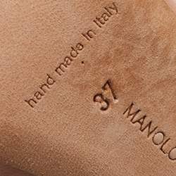 Pre Owned Manolo Blahnik Tan Leather BB Pointed Pumps Size 37