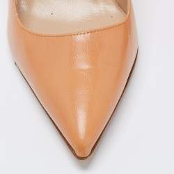 Pre Owned Manolo Blahnik Tan Leather BB Pointed Pumps Size 37