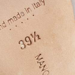 Pre Owned Manolo Blahnik Grey Satin Maidugur Sandals Size 39.5