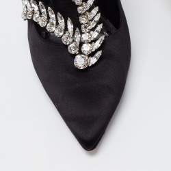 Pre Owned Manolo Blahnik Black Satin Nadira Pumps Size 38