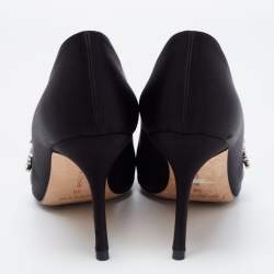 Pre Owned Manolo Blahnik Black Satin Nadira Pumps Size 38